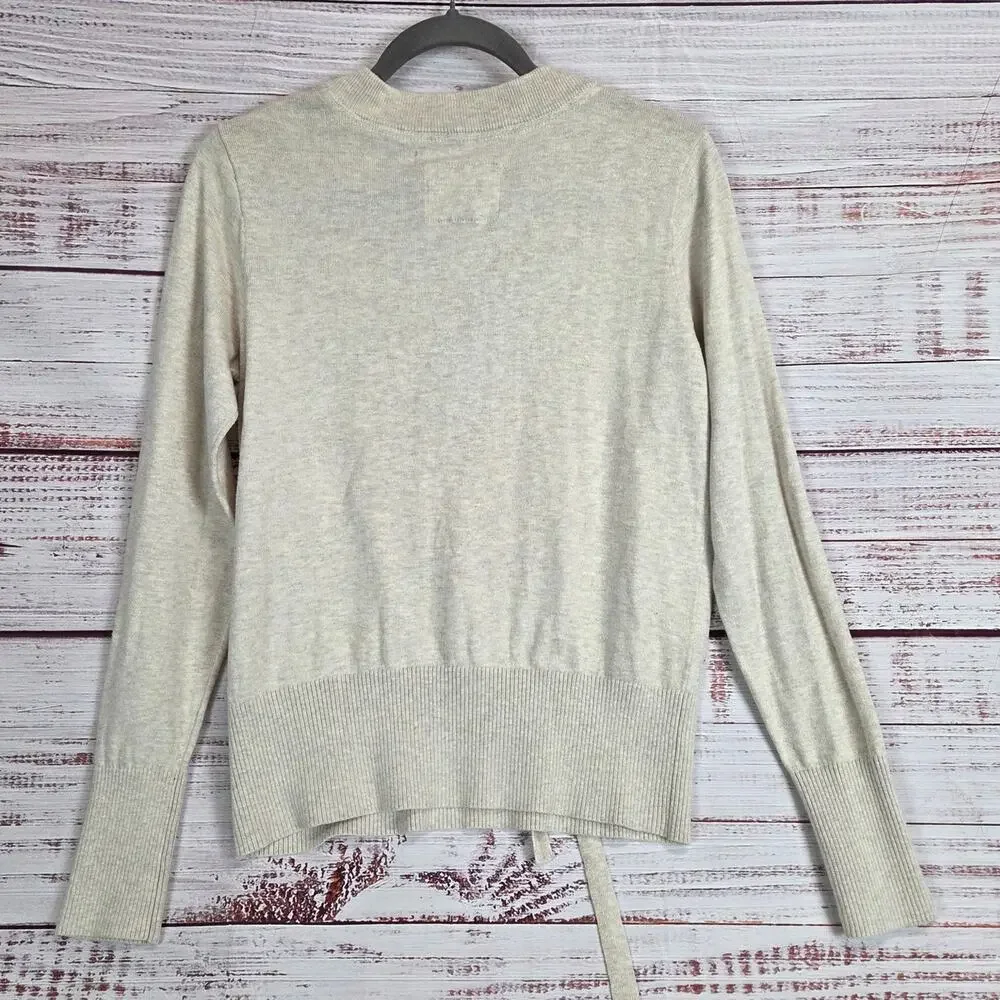 Abercrombie & Fitch Retro Lace up V-Neck Tan Sweater M Chic Minimalist Neutral